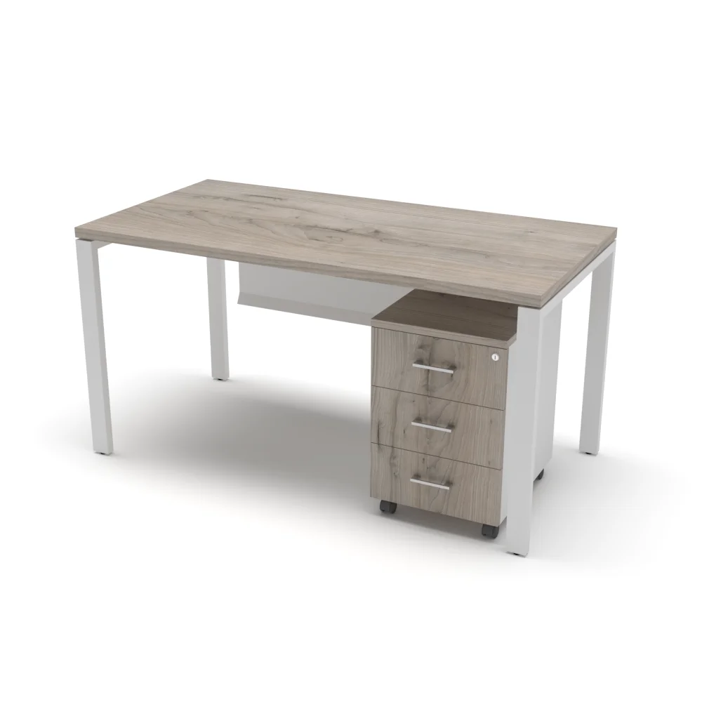 Titan Standard Single Desk Mobile Pedestal Modesty White Vardo 1500mm