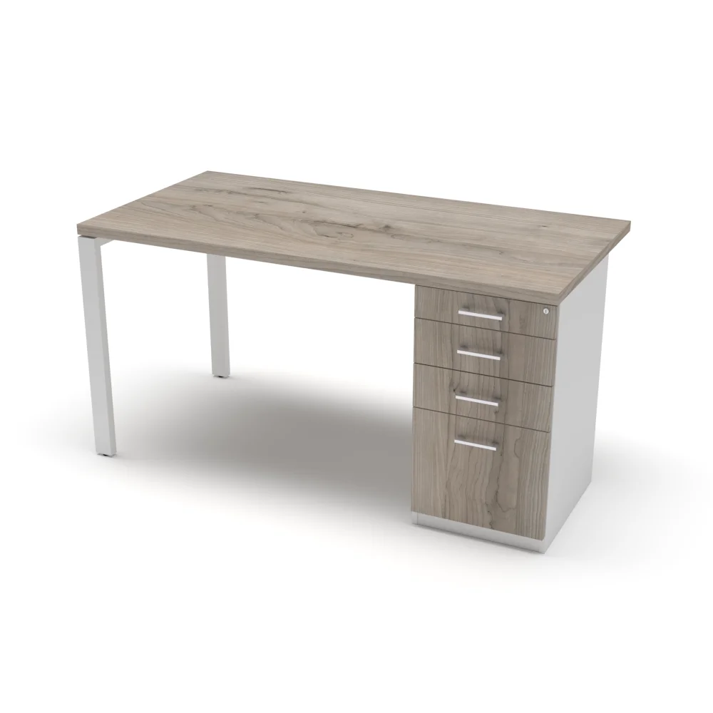 Titan Standard Single Desk 2 Drawer Filer Pedestal White Vardo 1500mm no modesty