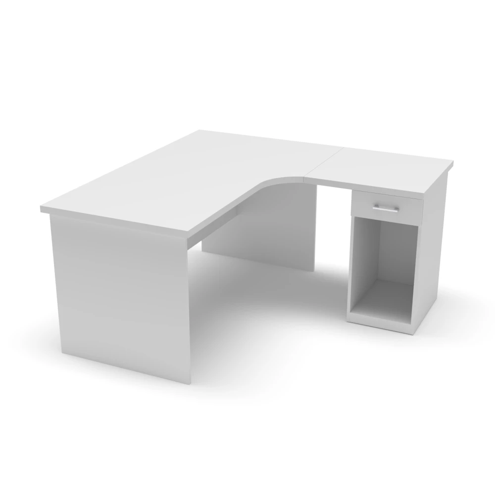 L Shape Desk Shell White