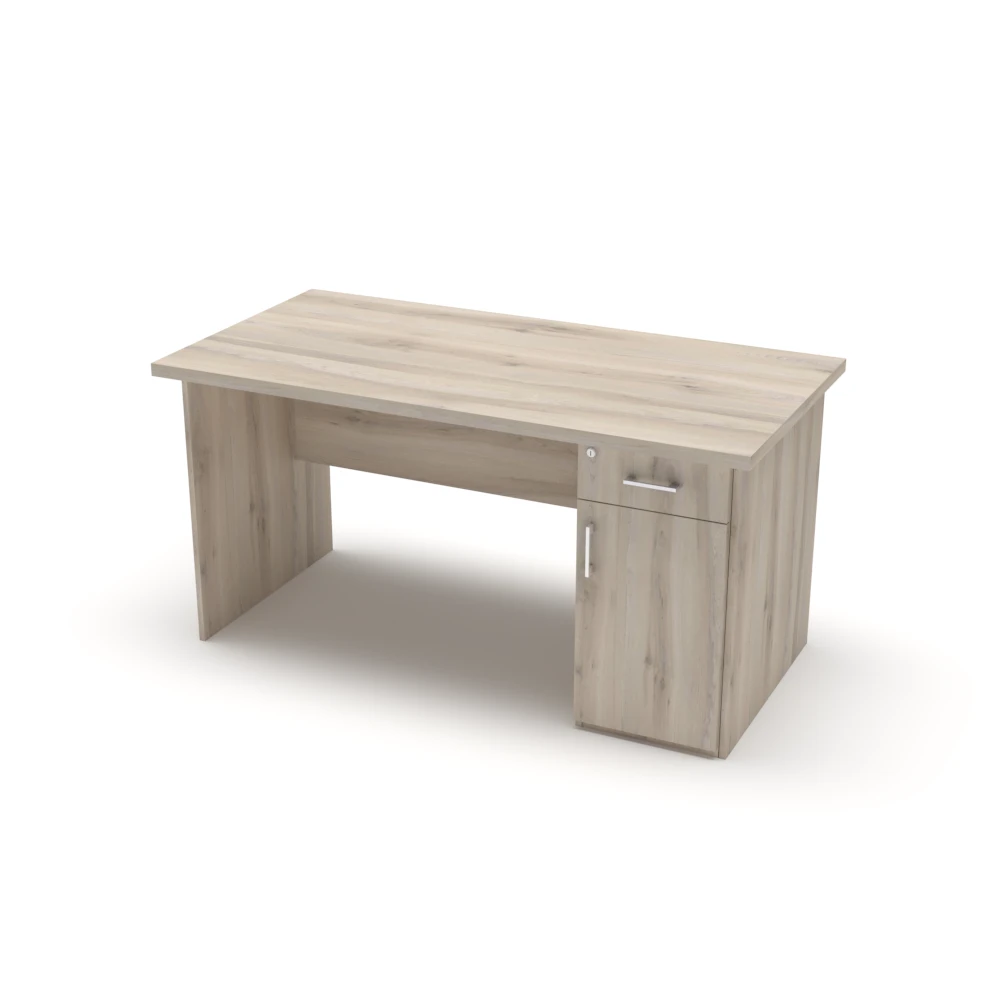 Single Desk with CPU Pedestal Pasadena Finish